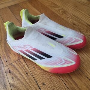 adidas Kids' F50 League Laceless FG/MG Soccer Cleats- White, Red, Yellow 11.5k